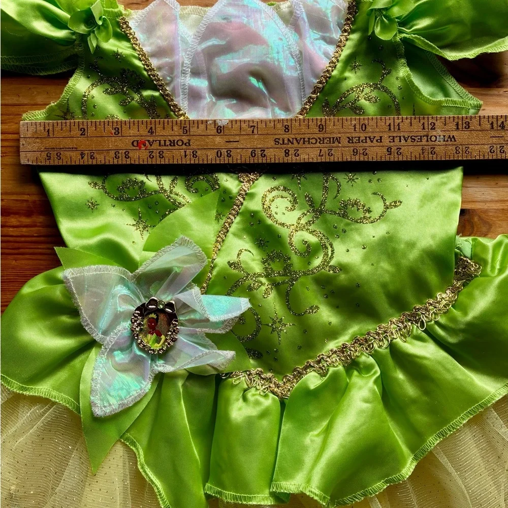 Disney Tiana Tinkerbell Wings Green Fairy Princess Costume Small 4 6 Halloween